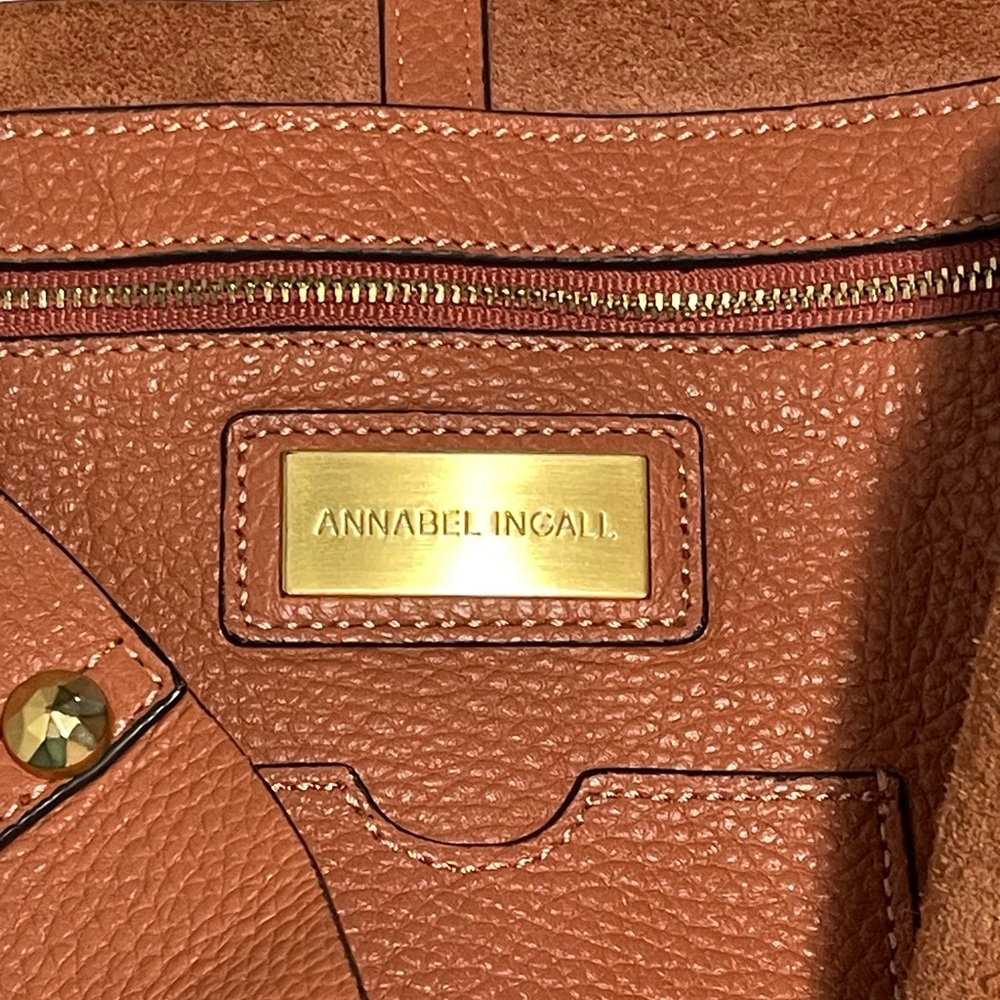 Annabel Ingall Cognac Brown Pebbled Leather Tote - Picture 7 of 15